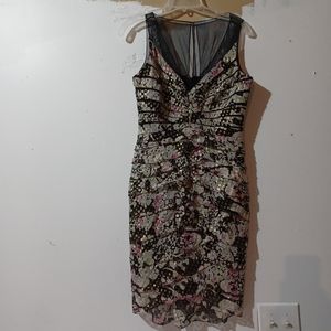 Chetta B dress size 8 black ,white,pinkand gold dress pre owned